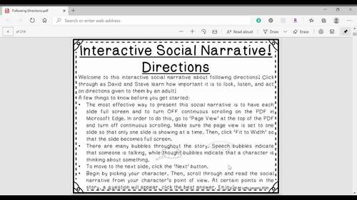 Following Directions Interactive Social Narrative