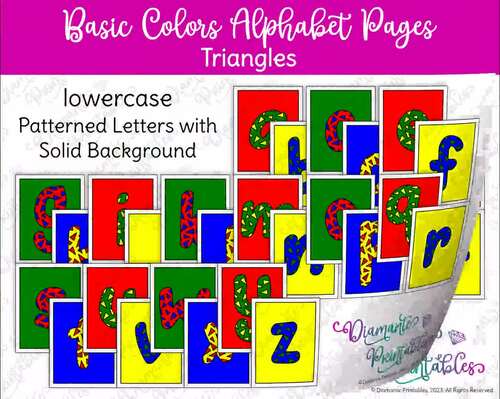 Printable Alphabet Poster Bundle | Triangles Bulletin Board Letters | Color