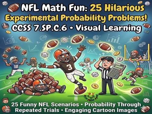 Football Math 25 Experimental Probability Word Problems 7.SP.C.6 Worksheets