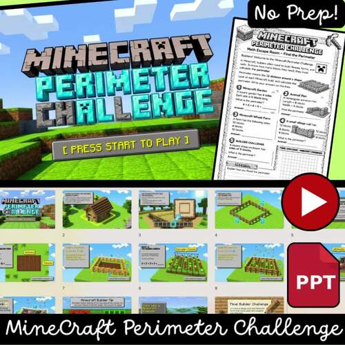 Minecraft Perimeter Challenge Worksheets | Minecraft Math Activities ...