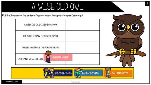 Compose It! Four Voices {DIGITAL-A Wise Old Owl Composition Activity}