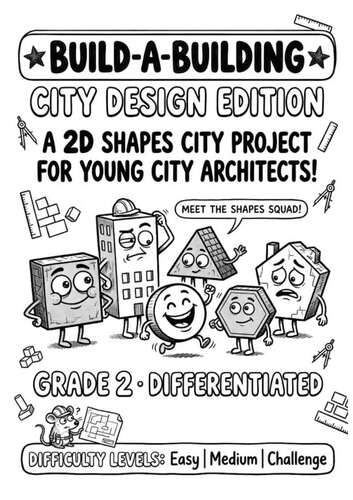 Build-a-Building Shape City: 2D Shapes Cut & Paste Math Project | Grade 2