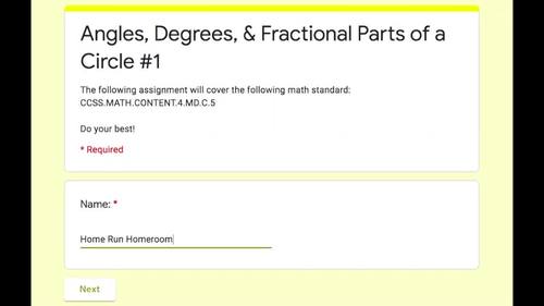 Angles, Degrees, & Fractional Parts of a Circle Google Classroom™
