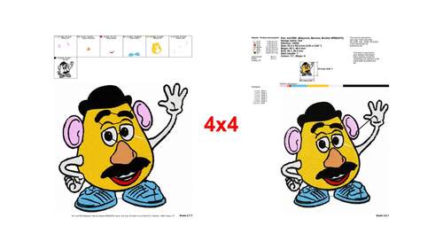 Toy Story Mr Potato Head waving cartoon character embroidery designs ...