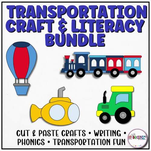 Transportation Crafts Bundle | Vehicle Cut and Paste Crafts, Writing ...