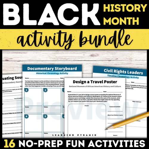 Black History Month Activities Biography Research Templates Projects
