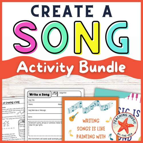 Create a Song Songwriting Music Lyric Bundle Activities Readings Posters