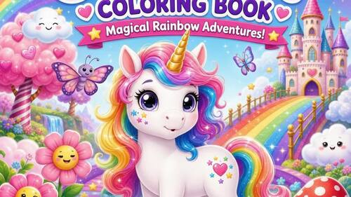 Unicorn Coloring Pages | Magical Rainbow & Castle Coloring Book for Kids