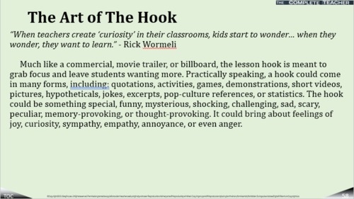 Preview of COMPLETE TEACHER Lesson 58 - The Art of The Hook
