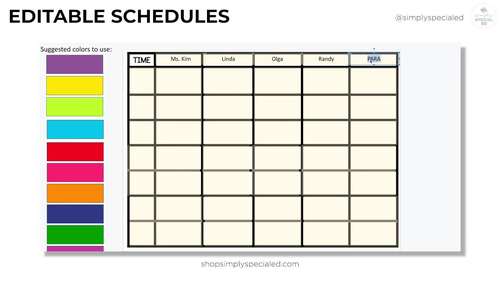 Schedule Templates Special Education EDITABLE Classroom Schedule
