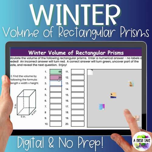 Winter Pixel Art Math Volume of Rectangular Prisms Google Sheets Self ...