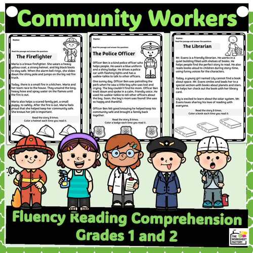 Community Helpers Fluency and Reading Comprehension Passages Grades 1-2