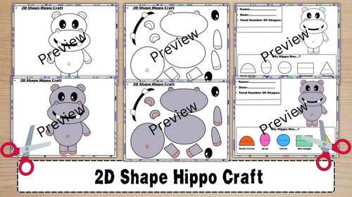 2D Shape Hippo Craft | Shapes Cut-and-Paste Math For Preschool ...