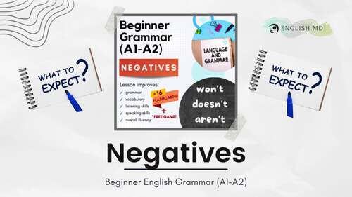 Negatives (isn't, aren't etc.) - Beginner ESL/ELL Grammar for All Ages ...