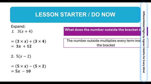 Expand and Solve Linear Equations| Distributive Property Lesson Slides ...