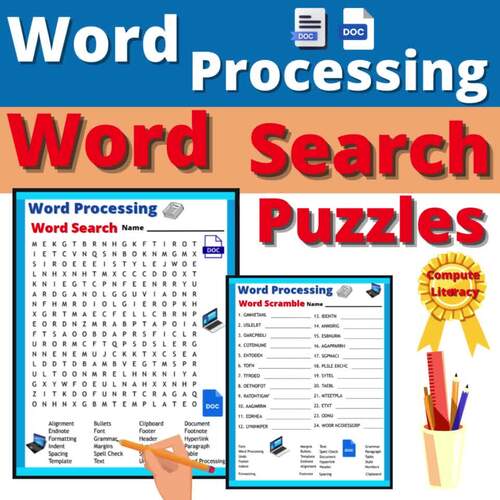 Word Processing Word Search Activity with Bonus Student Awards by ...