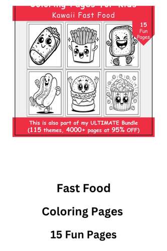 Kawaii Fast Food Coloring Pages | Printable Coloring Book for Kids ...