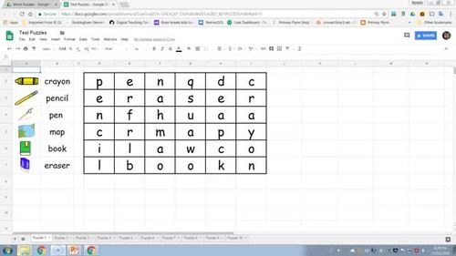 Word Search Puzzles in Google Sheets by KembleFlynn | TPT