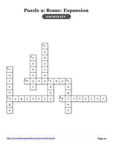Ancient Rome & The Republic World History Crossword Puzzle With Word Bank