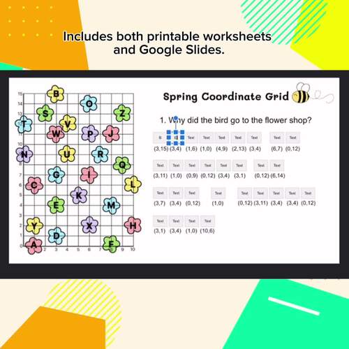 Spring Coordinate Grid Decode the Message Activity Digital and Printable