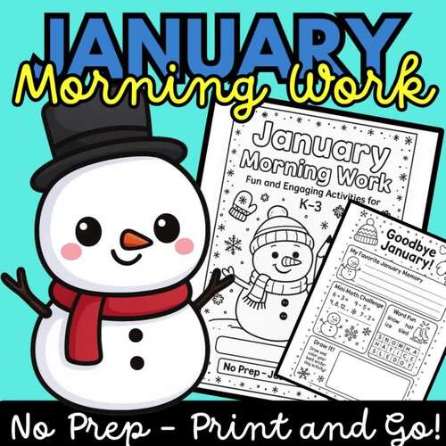 January Morning Work | Winter Themed Printable Activities for K-3 | No Prep