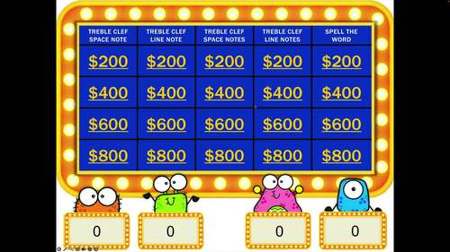 Treble Clef Music Staff Game | Musical Jeopardy Game Show by Wildflower ...