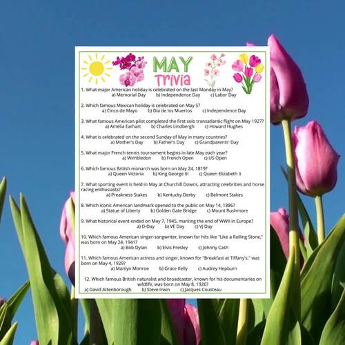 May Trivia, Spring Game for kids, teens, teachers, Spring Season Filler ...