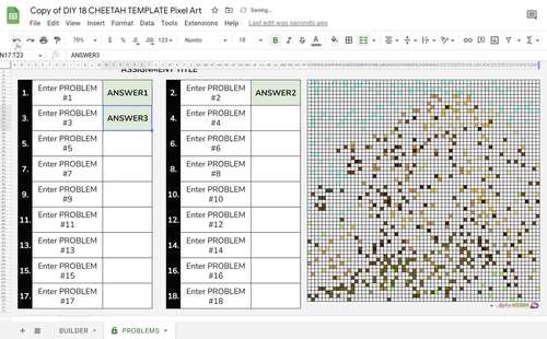 GOOGLE SHEETS DIY Digital Pixel Art Template EDITABLE | Cheetah | TPT