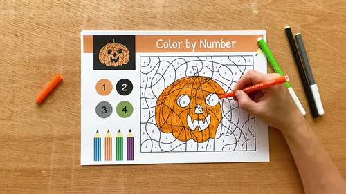 Halloween Color by Number Worksheets PDF, Halloween Coloring Book for Kids