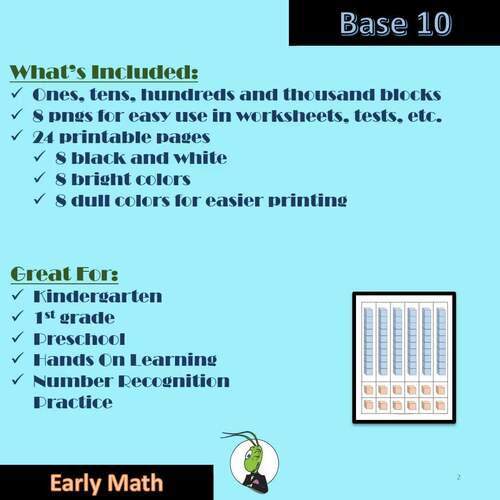 Base Ten Blocks Printable and Clip Art with Tens and Ones Place Value