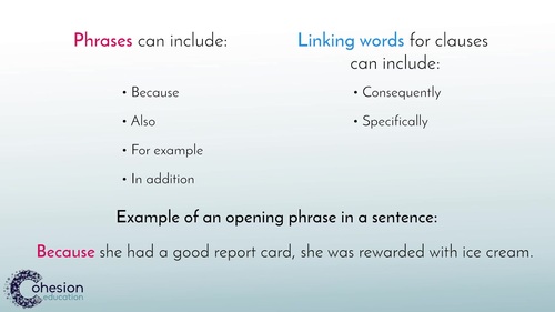 Preview of Use Linking Words, Phrases, and Clauses