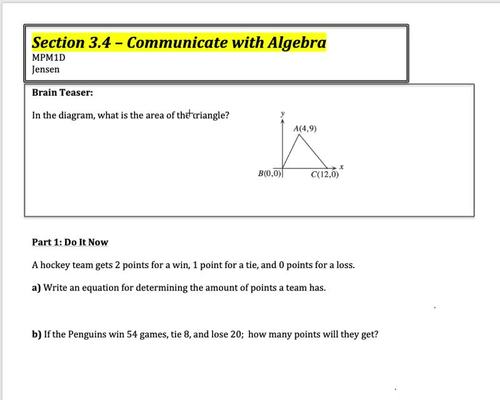 Preview of Communicate Using Algebra