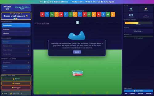 DNA Mutations Simulation Lab | Sim + Slides + Worksheet + Key | SPED