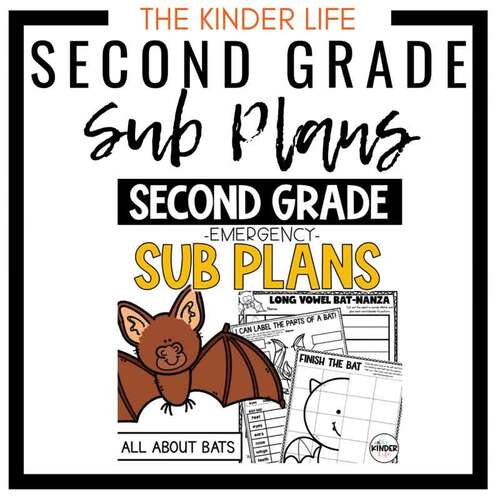2nd Grade October Emergency Sub Plans | Bats & Halloween | No Prep