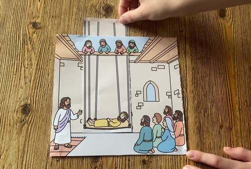 Jesus Heals Paralysed Man Craft: Roof Pull Tab Sunday School Printable