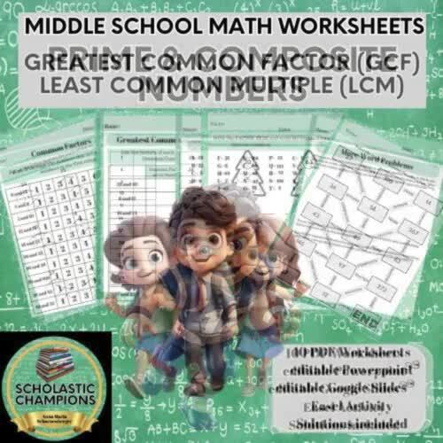 MIDDLE SCHOOL MATH WORKSHEETS for 4th-5th-6th Grades * SEMESTER BUNDLE