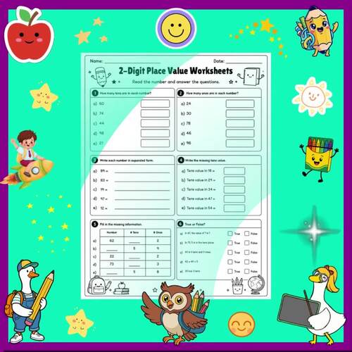 2-Digit Place Value Worksheets | Tens & Ones, Digit Value & Number Sense