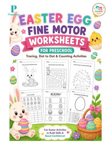 Easter Egg Fine Motor Worksheets for Preschool | Tracing & Counting ...