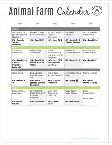 Animal Farm Unit Plan With Google Links 4 Weeks Of Lessons And Activities