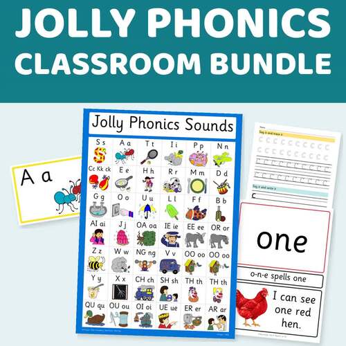 Jolly Phonics Bundle - Poster - Sound Cards - Tricky Words - Letter ...
