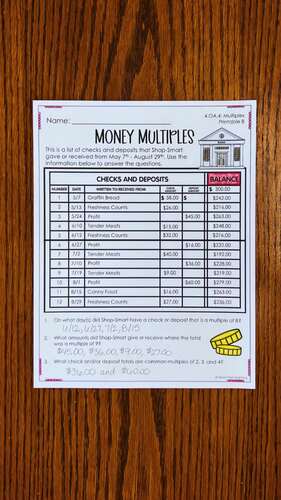 4th Grade Math Printables Differentiated Algebraic Thinking Factors ...