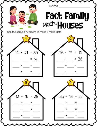 15 Pages Math Fact Family Worksheets | Addition & Subtraction ...
