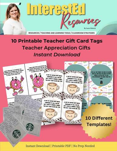 Teacher Gift Card Tags 10 Printable Teacher Appreciation Gifts