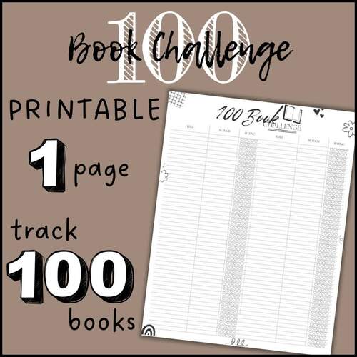 100 Book Challenge Reading Tracker | Reading Log & Book List | Kids ...