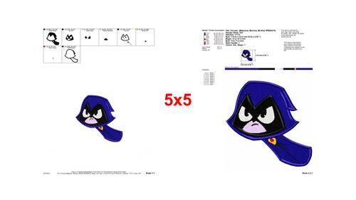 Raven Teen Titans Go Fill Embroidery Design 02 - Instant Download by ...