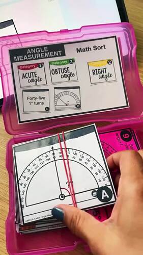 4th Grade Angle Measurement Math Centers Using a Protractor Task Cards 4.MD.6