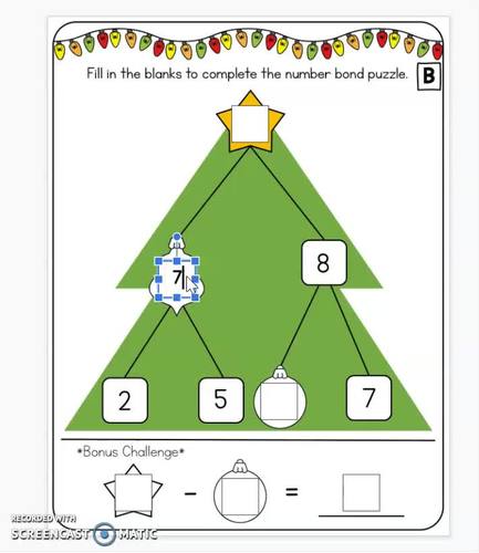 Christmas Mega Number Bonds Math Brain Teasers by Centered in Primary