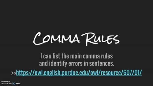 Preview of FREE Comma Rules Video: Grammar Lesson Demo