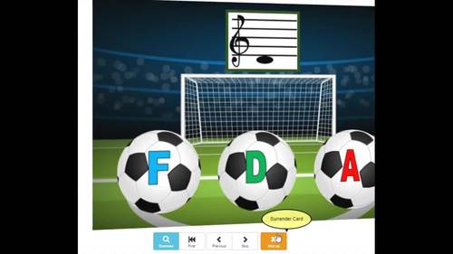 Treble Clef Note Recognition - Soccer Digital Boom Learning Task Cards