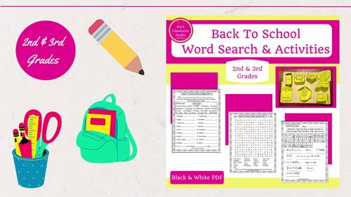 2nd Grade and 3rd Grade Back To School Word Search and Activities
